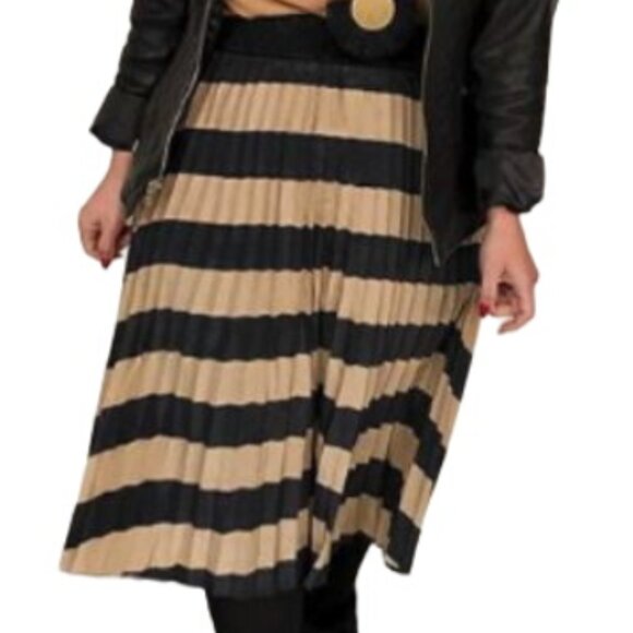 Lularoe Women's Rose Gold/Black Striped Accordion-Pleated Jill Skirt Small NWT - Picture 3 of 14